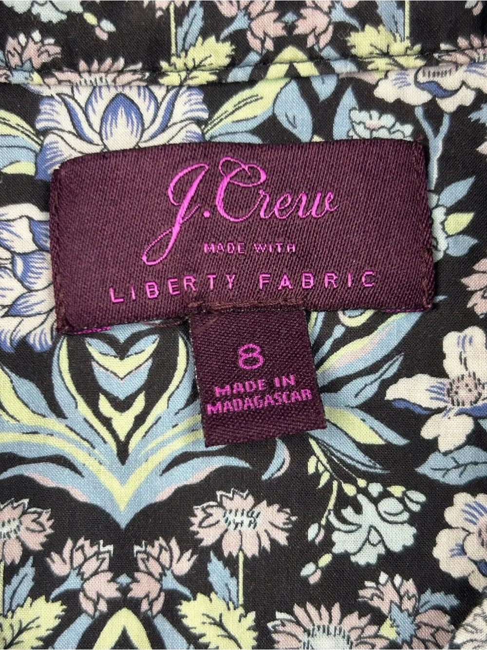 J Crew Liberty Floral Print Long Sleeve Button Down Shirt Womens 8